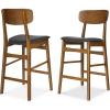 imageBest Choice Products Bar Stool Set of 2 Modern Farmhouse Counter Height Stools wArmless Upholstered Cushioned Seat Wooden Curved Backrest  WalnutCreamWalnutCharcoal