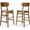 imageBest Choice Products Bar Stool Set of 2 Modern Farmhouse Counter Height Stools wArmless Upholstered Cushioned Seat Wooden Curved Backrest  WalnutCreamWalnutGray