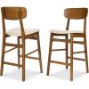 imageBest Choice Products Bar Stool Set of 2 Modern Farmhouse Counter Height Stools wArmless Upholstered Cushioned Seat Wooden Curved Backrest  WalnutCreamWalnutCream
