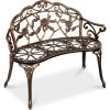 imageBest Choice Products Outdoor Bench Steel Garden Patio Porch Loveseat Furniture for Lawn Park Deck Seating wFloral Rose Accent Antique Finish  WhiteBrown