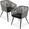 imageBest Choice Products Set of 2 Patio Dining Chairs Outdoor Seating Set for Backyard Poolside Balcony Indoor Use wWoven Wicker Design 250lb Weight Capacity  NaturalIvoryGrayBlack