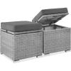 imageBest Choice Products Set of 2 Wicker Ottomans Multipurpose Outdoor Furniture for Patio Backyard Additional Seating Footrest Side Table wStorage Removable Cushions  BrownBeigeGrayGray