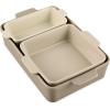 imageBest Choice Products Set of 3 Large Serving Trays Party Platters and Ceramic NonStick Bakeware For Appetizers Charcuterie Snack Dessert Casserole Sour Dough Bread Loaf  Cornflower BlueMushroom Beige