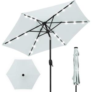 imageBest Choice Products 10ft Solar Polyester LED Lighted Patio Umbrella wTilt Adjustment and UVResistant Fabric  TanBaby Blue