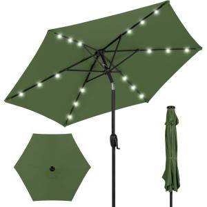 imageBest Choice Products 10ft Solar Polyester LED Lighted Patio Umbrella wTilt Adjustment and UVResistant Fabric  TanFern