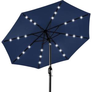 imageBest Choice Products 10ft Solar Polyester LED Lighted Patio Umbrella wTilt Adjustment and UVResistant Fabric  TanNavy