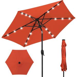 imageBest Choice Products 10ft Solar Polyester LED Lighted Patio Umbrella wTilt Adjustment and UVResistant Fabric  TanRust