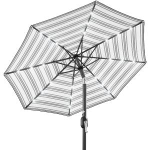 imageBest Choice Products 10ft Solar Polyester LED Lighted Patio Umbrella wTilt Adjustment and UVResistant Fabric  TanStriped Gray
