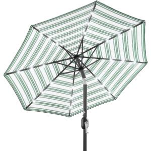 imageBest Choice Products 10ft Solar Polyester LED Lighted Patio Umbrella wTilt Adjustment and UVResistant Fabric  TanStriped Green