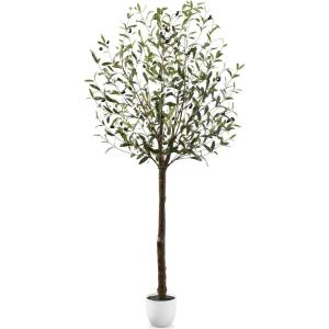 imageBest Choice Products 5Ft Artificial Olive Tree Lifelike Faux Tree wPlanter Pot Indoor Home Office Accent Decor Realistic Trunk Fruit Fake Plant8ft