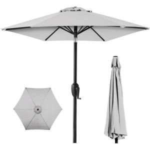 imageBest Choice Products 75ft HeavyDuty Round Outdoor Market Table Patio Umbrella wSteel Pole Push Button Tilt Easy Crank Lift  Sky BlueFog Gray