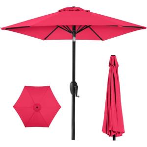 imageBest Choice Products 75ft HeavyDuty Round Outdoor Market Table Patio Umbrella wSteel Pole Push Button Tilt Easy Crank Lift  Sky BlueHot Pink