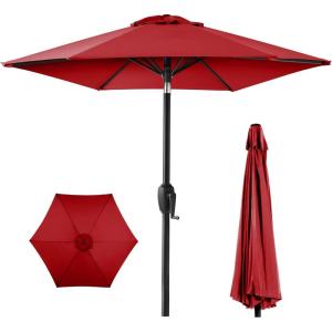 imageBest Choice Products 75ft HeavyDuty Round Outdoor Market Table Patio Umbrella wSteel Pole Push Button Tilt Easy Crank Lift  Sky BlueRed