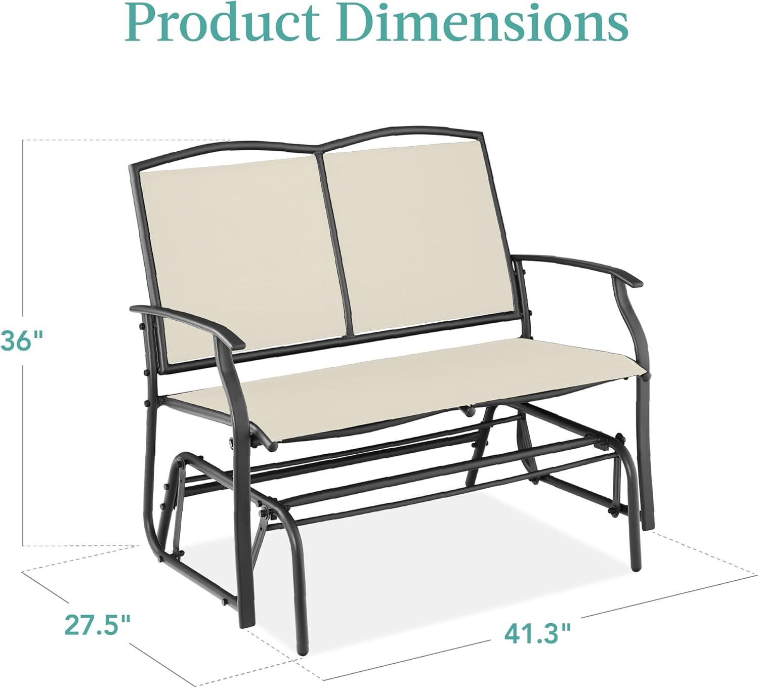 imageBest Choice Products 2Person Outdoor Patio Swing Glider Steel Bench Loveseat Rocker for Deck Porch wTextilene Fabric Steel Frame  IvoryGrayIvoryGray