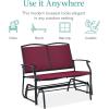 imageBest Choice Products 2Person Outdoor Patio Swing Glider Steel Bench Loveseat Rocker for Deck Porch wTextilene Fabric Steel Frame  IvoryGrayBurgundyBlack