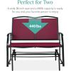 imageBest Choice Products 2Person Outdoor Patio Swing Glider Steel Bench Loveseat Rocker for Deck Porch wTextilene Fabric Steel Frame  IvoryGrayBurgundyBlack
