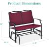 imageBest Choice Products 2Person Outdoor Patio Swing Glider Steel Bench Loveseat Rocker for Deck Porch wTextilene Fabric Steel Frame  IvoryGrayBurgundyBlack