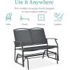 imageBest Choice Products 2Person Outdoor Patio Swing Glider Steel Bench Loveseat Rocker for Deck Porch wTextilene Fabric Steel Frame  IvoryGrayDark Gray