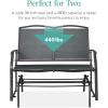 imageBest Choice Products 2Person Outdoor Patio Swing Glider Steel Bench Loveseat Rocker for Deck Porch wTextilene Fabric Steel Frame  IvoryGrayDark Gray