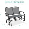 imageBest Choice Products 2Person Outdoor Patio Swing Glider Steel Bench Loveseat Rocker for Deck Porch wTextilene Fabric Steel Frame  IvoryGrayGrey