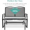 imageBest Choice Products 2Person Outdoor Patio Swing Glider Steel Bench Loveseat Rocker for Deck Porch wTextilene Fabric Steel Frame  IvoryGrayGrey