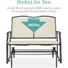 imageBest Choice Products 2Person Outdoor Patio Swing Glider Steel Bench Loveseat Rocker for Deck Porch wTextilene Fabric Steel Frame  IvoryGrayIvoryGray