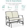 imageBest Choice Products 2Person Outdoor Patio Swing Glider Steel Bench Loveseat Rocker for Deck Porch wTextilene Fabric Steel Frame  IvoryGrayIvoryGray