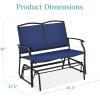 imageBest Choice Products 2Person Outdoor Patio Swing Glider Steel Bench Loveseat Rocker for Deck Porch wTextilene Fabric Steel Frame  IvoryGrayNavyBlack
