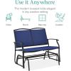 imageBest Choice Products 2Person Outdoor Patio Swing Glider Steel Bench Loveseat Rocker for Deck Porch wTextilene Fabric Steel Frame  IvoryGrayNavyBlack