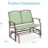 imageBest Choice Products 2Person Outdoor Patio Swing Glider Steel Bench Loveseat Rocker for Deck Porch wTextilene Fabric Steel Frame  IvoryGraySage GreenBrown