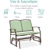 imageBest Choice Products 2Person Outdoor Patio Swing Glider Steel Bench Loveseat Rocker for Deck Porch wTextilene Fabric Steel Frame  IvoryGraySage GreenBrown