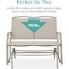 imageBest Choice Products 2Person Outdoor Patio Swing Glider Steel Bench Loveseat Rocker for Deck Porch wTextilene Fabric Steel Frame  IvoryGrayTaupe