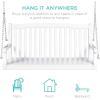 imageBest Choice Products 48in Wood Porch Swing Outdoor Patio Hanging Bench Chair Furniture for Deck Garden Yard wMounting Chains Curved Back Design 500lb Weight Capacity  BrownWhite