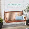 imageBest Choice Products 48in Wood Porch Swing Outdoor Patio Hanging Bench Chair Furniture for Deck Garden Yard wMounting Chains Curved Back Design 500lb Weight Capacity  BrownWhite
