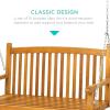 imageBest Choice Products 48in Wood Porch Swing Outdoor Patio Hanging Bench Chair Furniture for Deck Garden Yard wMounting Chains Curved Back Design 500lb Weight Capacity  BrownBrown
