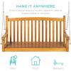 imageBest Choice Products 48in Wood Porch Swing Outdoor Patio Hanging Bench Chair Furniture for Deck Garden Yard wMounting Chains Curved Back Design 500lb Weight Capacity  BrownBrown