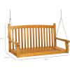 imageBest Choice Products 48in Wood Porch Swing Outdoor Patio Hanging Bench Chair Furniture for Deck Garden Yard wMounting Chains Curved Back Design 500lb Weight Capacity  BrownBrown