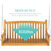 imageBest Choice Products 48in Wood Porch Swing Outdoor Patio Hanging Bench Chair Furniture for Deck Garden Yard wMounting Chains Curved Back Design 500lb Weight Capacity  BrownBrown