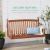 imageBest Choice Products 48in Wood Porch Swing Outdoor Patio Hanging Bench Chair Furniture for Deck Garden Yard wMounting Chains Curved Back Design 500lb Weight Capacity  BrownBrown