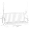 imageBest Choice Products 48in Wood Porch Swing Outdoor Patio Hanging Bench Chair Furniture for Deck Garden Yard wMounting Chains Curved Back Design 500lb Weight Capacity  BrownWhite
