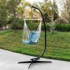 imageBest Choice Products Metal Hanging Hammock CStand for ChairWeatherResistant Finish Offset Base  Stand Only  BlackBlack
