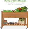 imageBest Choice Products Raised Garden Bed 48x24x32inch Mobile Elevated Wood Planter wLockable Wheels Storage Shelf Protective Liner  NaturalAcorn Brown