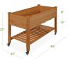 imageBest Choice Products Raised Garden Bed 48x24x32inch Mobile Elevated Wood Planter wLockable Wheels Storage Shelf Protective Liner  NaturalAcorn Brown
