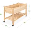 imageBest Choice Products Raised Garden Bed 48x24x32inch Mobile Elevated Wood Planter wLockable Wheels Storage Shelf Protective Liner  NaturalNatural