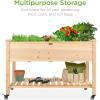 imageBest Choice Products Raised Garden Bed 48x24x32inch Mobile Elevated Wood Planter wLockable Wheels Storage Shelf Protective Liner  NaturalNatural