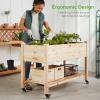 imageBest Choice Products Raised Garden Bed 48x24x32inch Mobile Elevated Wood Planter wLockable Wheels Storage Shelf Protective Liner  NaturalNatural
