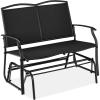 imageBest Choice Products 2Person Outdoor Patio Swing Glider Steel Bench Loveseat Rocker for Deck Porch wTextilene Fabric Steel Frame  IvoryGrayBlack