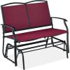 imageBest Choice Products 2Person Outdoor Patio Swing Glider Steel Bench Loveseat Rocker for Deck Porch wTextilene Fabric Steel Frame  IvoryGrayBurgundyBlack