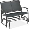 imageBest Choice Products 2Person Outdoor Patio Swing Glider Steel Bench Loveseat Rocker for Deck Porch wTextilene Fabric Steel Frame  IvoryGrayDark Gray