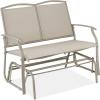 imageBest Choice Products 2Person Outdoor Patio Swing Glider Steel Bench Loveseat Rocker for Deck Porch wTextilene Fabric Steel Frame  IvoryGrayTaupe